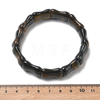 Bamboo Natural Blue Tiger Eye Beads Stretch Bracelets for Women Men BJEW-K304-01J-1