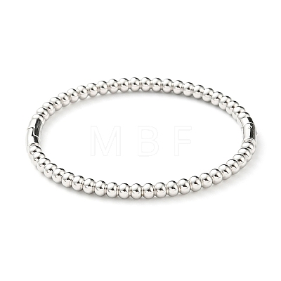 304 Stainless Steel Round Beaded Bangle for Women BJEW-B064-01P-1