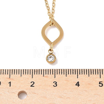 304 Stainless Steel Crystal Rhinestone Geometric Pendant Cable Chain Necklaces NJEW-Z073-01G-01-1
