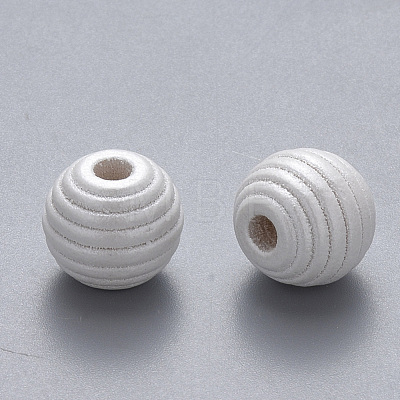 Painted Natural Wood Beehive Beads WOOD-Q040-019B-B03-1