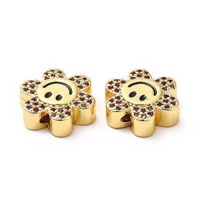 Rack Plating Brass Cubic Zirconia Beads KK-M232-01G-D-1