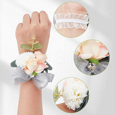 Silk Cloth Silk Ribbon Wrist Corsage AJEW-WH0277-62A-1