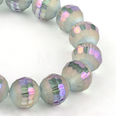 Faceted(96 Facets) Round Electroplate Glass Bead Strands EGLA-S130-10mm-03-1