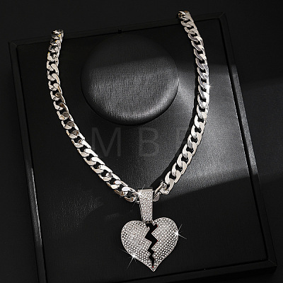 Hip-hop Style Zinc Alloy Crystal Rhinestone Pendant Cuban Link Chain Necklaces FS-WG425B8-18-1