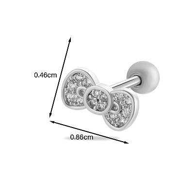 Brass Micro Pave Clear Cubic Zirconia Bowknot Cartilage Earrings WG7D5C2-16-1