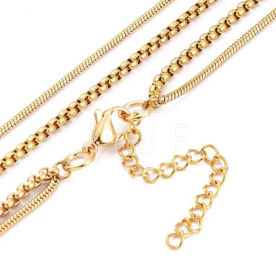 304 Stainless Steel Double Layer Necklaces NJEW-M181-19G-1