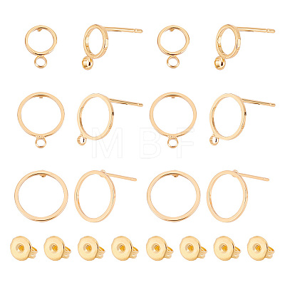 30Pcs 3 Style Brass Cricle Stud Earring Findings KK-AR0002-99-1