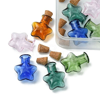 10Pcs 5 Colors Mini High Borosilicate Glass Bottle Bead Containers GLAA-FS0001-70-1