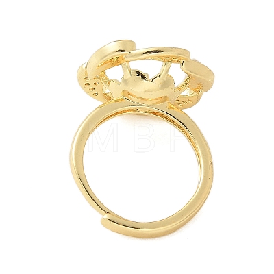 Flower Brass Shell & Cubic Zirconia Adjustable Ring Settings KK-K297-07G-1