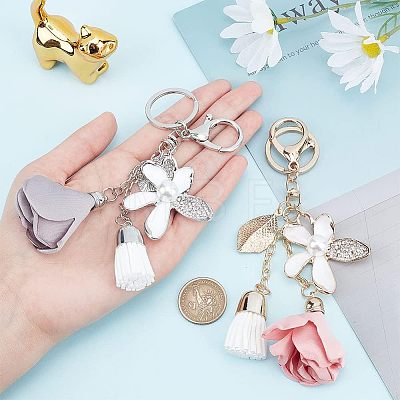 2Pcs 2 Colors Alloy Rhinestone Keychain KEYC-CA0001-28-1