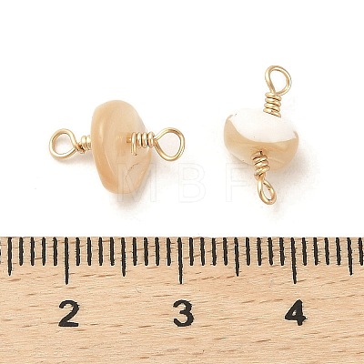 Natural Shell Nuggets Links Connector Charms KK-M266-18G-1