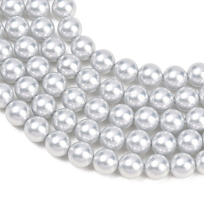 Frosted Glass Pearl Beads Strands GLAA-A044-08A-08-1
