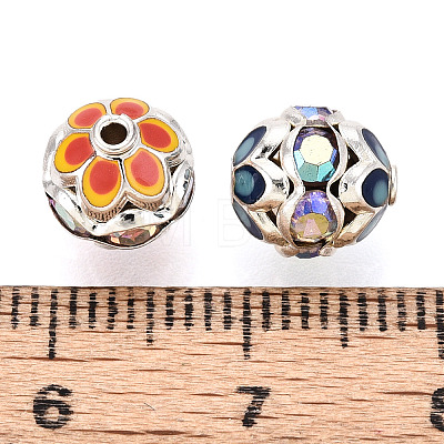 Round Brass Enamel Beads KK-Q080-01C-S-1