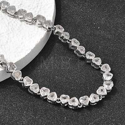 Brass Micro Pave Cubic Zirconia Geometric Tennis Necklaces NJEW-C121-02A-P-1