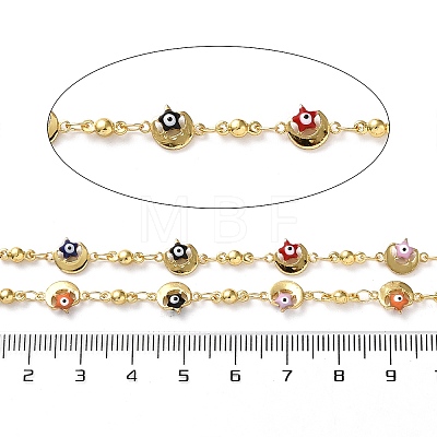 Evil Eyes Theme Brass Enamel Link Chains CHC-Q013-04G-1