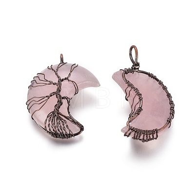 Natural Rose Quartz Tree of Life Wire Wrapped Pendants G-L520-E01-R-NF-1