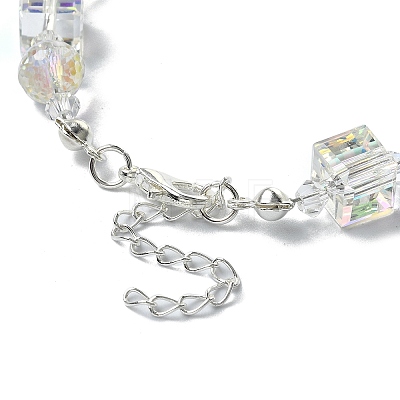 Cube & Round Glass Beaded Bracelets BJEW-TA00443-1