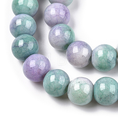 Opaque Crackle Glass Round Beads Strands GLAA-T031-01K-1