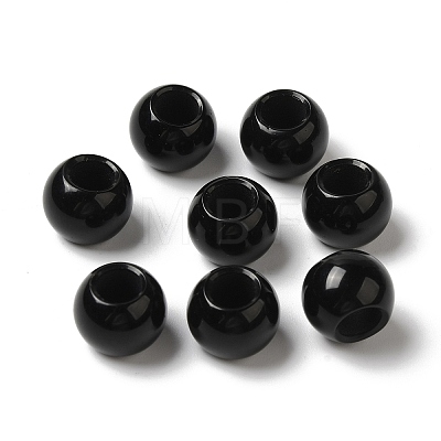 Natural Black Stone Gemstone European Beads G-N342-03E-1