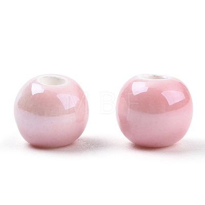 Pearlized Handmade Porcelain Round Beads PORC-S489-6mm-16-1