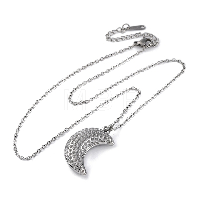 304 Stainless Steel Openable Moon Pendant Cable Chain Necklaces for Women STAS-Z114-18P-1