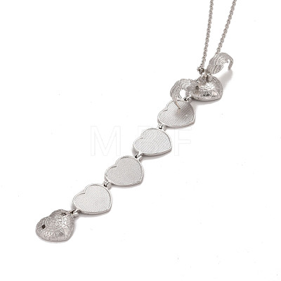 Alloy Multi Picture Photo Heart Locket Pendant Necklace for Women NJEW-M191-02P-1