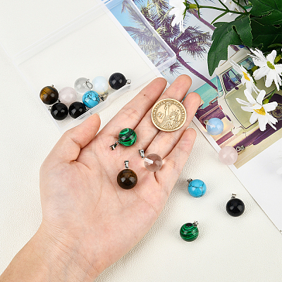 16Pcs 8 Style Natural & Synthetic Gemstone Pendants G-NB0003-04-1