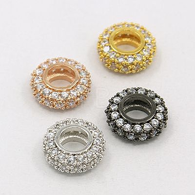 Brass Cubic Zirconia European Beads ZIRC-F001-102-1