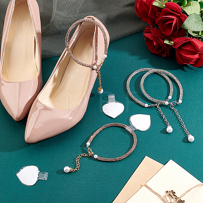 2Bags 2 Colors Rhinestone Anti-Loose High Heel Shoelaces DIY-PH0038-58-1