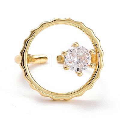 Hollow Ring with Cubic Zirconia Cuff Ring RJEW-E170-06G-1