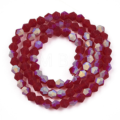 Imitate Austrian Crystal Bicone Frosted Glass Beads Strands GLAA-F029-TM4mm-A27-1