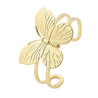 Butterfly Brass Cuff Open Bangles BJEW-M060-01G-01-1