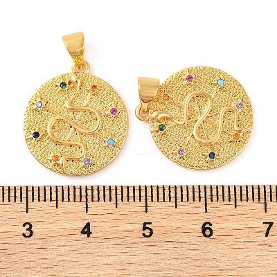 Rack Plating Brass Micro Pave Cubic Zirconia Pendants KK-H486-07G-1