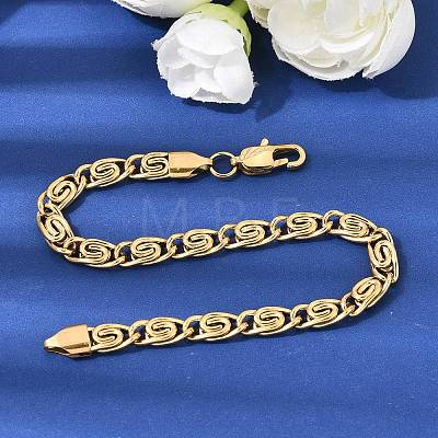 304 Stainless Steel Swirl Link Bracelets for Women BJEW-K240-11G-1