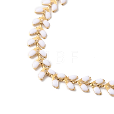 Enamel Ear of Wheat Link Chain Necklace NJEW-P220-02G-05-1