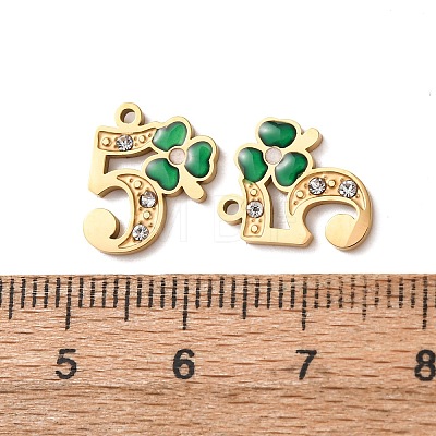 304 Stainless Steel Enamel & Rhinestone Pendants STAS-B130-01G-5-1