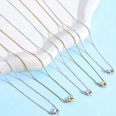 10Pcs 2 Colors 1.4MM Brass Cross/Rolo Chain Necklaces MAK-BBC0001-31-1