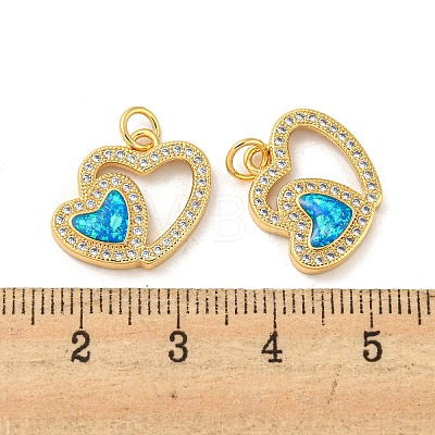 Valentine's Day Brass Micro Pave Cubic Zirconia with Synthetic Opal Pendants KK-D096-02B-G-1