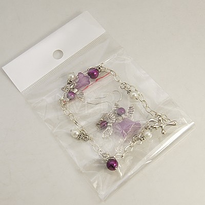 Lovely Wedding Dress Angel Jewelry Sets: Earrings & Bracelets SJEW-JS00297-1
