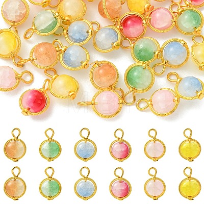 30Pcs 6 Colors Glass Pendants PALLOY-YW00183-1