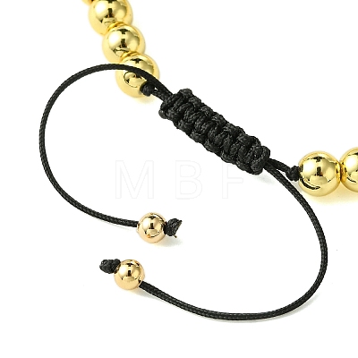 Adjustable Skull & Round Brass Braided Bead Bracelets for Women Men BJEW-JB10822-1