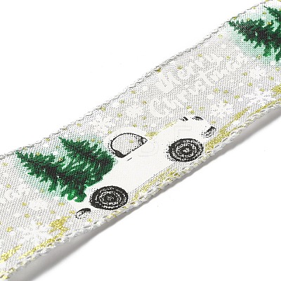 Christmas Theme Polyester Imitation Linen Ribbon OCOR-M008-01C-1