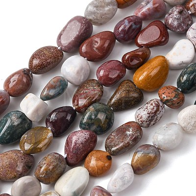 Natural Ocean Jasper Beads Strands X-G-E483-39B-1