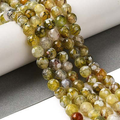 Dyed & Heated Natural Fire Crackle Agate Beads Strands G-P539-C01-01-1