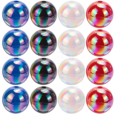 100Pcs 4 Colors UV Plating Opaque Acrylic Beads OACR-SP0002-31-1