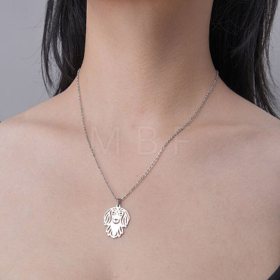 201 Stainless Steel Hollow Dog Pendant Necklace NJEW-OY001-32-1