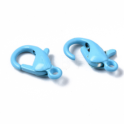 Spray Painted Eco-Friendly Alloy Lobster Claw Clasps PALLOY-T080-06E-NR-1