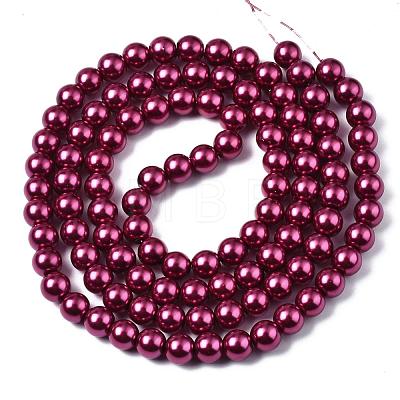 Baking Painted Pearlized Glass Pearl Round Bead Strands HY-Q330-8mm-14-1