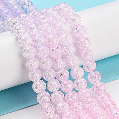 Spray Painted Crackle Glass Beads Strands DGLA-C002-6mm-03-1