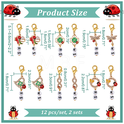 Alloy Enamel Ladybird Theme Pendant Locking Stitch Markers HJEW-AB00087-1